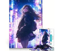 Rompecabezas de 1000 Piezas de Waifu Anime Girl Walking para Adolescentes Juego para estimular la Mente Montaje Firme y Seguro Actividad Divertida para Toda la Familia (38x26cm)