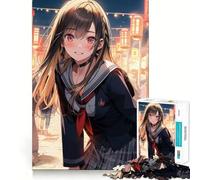 Rompecabezas de 1000 Piezas de Waifu Girl en Uniforme para Adolescentes Juego Divertido con Encaje Huecos Actividad Nocturna Familiar (38x52cm)