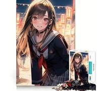 Rompecabezas de 1000 Piezas de Waifu Girl in Uniform Juego para ejercitar la Mente artesanía experta en Corte pasatiempo Fascinante para Momentos de Ocio (38x26cm)