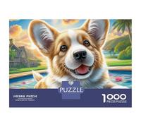 Rompecabezas de 1000 Piezas de Welsh Corgi para Adultos, cartón Reciclado, para enmarcar, sin Polvo, con diseño de Shallow Water Grin, Ideal para un Momento de Tranquilidad, 52 x 38 cm (1000 Piezas)