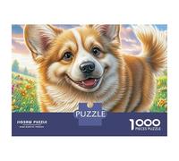Rompecabezas de 1000 Piezas de Welsh Corgi, Resistente y sin Polvo, con diseño de Flores Coloridas, Ideal para Adultos, Ideal para aliviar el,para días lluviosos Familiar, 52 x 38 cm (1000 Piezas)