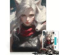 Rompecabezas de 1000 Piezas de White Fox Anime Sexy Girl para Adultos Juguete Que desafía la Mente Corte preciso alineación Actividad Nocturna Divertida para Toda la Familia (38x52cm)