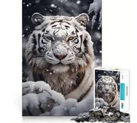 Rompecabezas de 1000 Piezas de White Tiger Photography Juego para ejercitar la Mente Artesanía de Corte experta Un pasatiempo Fascinante para los Momentos de Ocio (38x26cm)