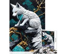 Rompecabezas de 1000 Piezas de White Wolf Kintsugi Juguete para decoración de Pared Gran Regalo y Juego Familiar con póster a Juego y Hoja de Trivia tamaño 38x26cm