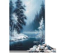 Rompecabezas de 1000 Piezas de Winter Wonderland Oil Pain para Adultos, de cartón, Ideal para Actividades en casa, Regalo de cumpleaños o de Viaje, 38 x 26 cm (1000 Piezas).