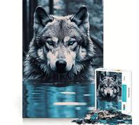 Rompecabezas de 1000 Piezas de Wolf Fantasy Art para Adultos,para Mejorar la Capacidad Mental,Cortado con láser para un Ajuste, Ideal para una Noche Divertida en Familia (38x26cm)