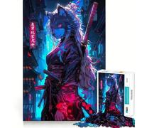 Rompecabezas de 1000 Piezas de Wolf Samurai Girl para Adultos Entrenamiento Cerebral Divertido,Corte Limpio,componentes Resistentes,Actividad Relajante para la Mente (50x75cm)
