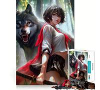 Rompecabezas de 1000 Piezas de Wolf Samurai Girl para Adultos Piensa,Entrena y Juega Cierre Seguro,sin Piezas Sueltas aliviar el estrés (38x52cm)