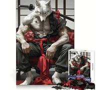 Rompecabezas de 1000 Piezas de Wolf Samurai Katana para Adultos Potencia la Mente, Relajante y Divertido Bordes Uniformes Regalo Ideal (50x75cm)