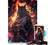 Rompecabezas de 1000 Piezas de Wolf Samurai Oni para Adultos,Mejora Mental,Juego,Corte láser para un Ajuste, diversión Familiar Nocturna (38x26cm)