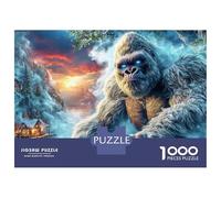 Rompecabezas de 1000 Piezas de Yeti en Invierno, Gorila Gigante en un Bosque brumoso, para Adultos Mayores de 12 años, Juegos educativos, decoración del hogar, desafío, de cumpleaños, 52 x 38 cm