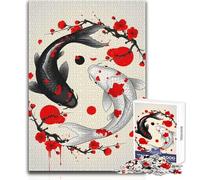 Rompecabezas de 1000 Piezas de Yin Yang Koi Fish Sakura, Divertido Juego de Desarrollo cognitivo, reflexivo para Celebraciones, tamaño 50x75cm