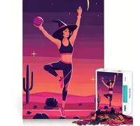 Rompecabezas de 1000 Piezas de Yoga de Brujas en el Desierto para Adultos Juego para Mejorar la Memoria Juego de Corte de Calidad Profesional Actividad conmovedora para Compartir en Grupo (38x52cm)
