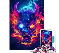 Rompecabezas de 1000 Piezas de Yokai Oni neón para Adultos Juegos de relajación análisis y lógica Toda la Familia (tamaño 38x26cm)