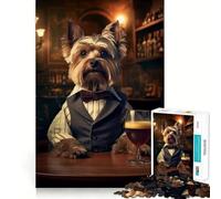 Rompecabezas de 1000 Piezas de Yorkshire Terrier en un Pub para Adultos Juguete para Resolver Problemas Juego de Recorte de Calidad Profesional Actividad Relajante para Grupos en Interiores (50x75cm)