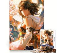 Rompecabezas de 1000 Piezas de Yuna de Final Fantasyxpara Adolescentes, Ideal para desarrollar el Cerebro, Relajarse, Limpiar y armar Regalo navideño cálido (38x26cm)