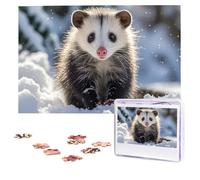 Rompecabezas de 1000 piezas de zarigüeya en la nieve para adultos, rompecabezas personalizados de fotos, rompecabezas de madera, regalos para familia, boda, cumpleaños, aniversarios