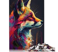 Rompecabezas de 1000 Piezas de Zorro, Animal Pop Art, Rompecabezas creativos Cuadrados de Madera para Adultos, 1000 Piezas (75 x 50 cm)