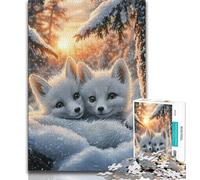 Rompecabezas de 1000 Piezas de Zorro Blanco Durmiente Rompecabezas de 1000 Piezas para Adultos y Adolescentes Entrena tu Cerebro y Tus Manos Regalos para Amigos y Familiares 50x75cm