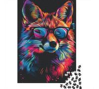 Rompecabezas de 1000 Piezas de Zorro con Gafas de Sol para Adultos y Adolescentes. Rompecabezas de Madera para diversión Familiar y Noches de Juegos. 1000 Piezas (38 x 26 cm).