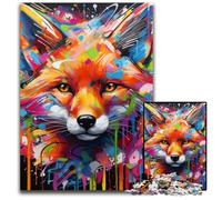 Rompecabezas de 1000 Piezas de Zorro Grafiti, Ideal para Adultos, Actividades Familiares, decoración del hogar, Regalo navideño, 26x38cm/10,23x14,96 Pulgadas.