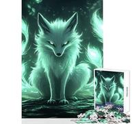 Rompecabezas de 1000 Piezas de Zorro Verde místico Ideal para Decorar el hogar Regalo de cumpleaños Juego práctico colección de Artistas Bellas Artes tamaño 38x52cm