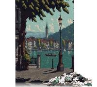 Rompecabezas de 1000 Piezas de Zurich Pixel Art para Adultos y Rompecabezas de Madera para decoración del hogar, 38 x 26 cm (1000 Piezas)