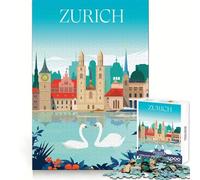 Rompecabezas de 1000 Piezas de Zúrich, Suiza, para Adolescentes Ideal para Mejorar la Memoria y como pasatiempo Relajante Bordes limpios (50x75cm)