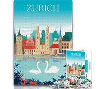 Rompecabezas de 1000 Piezas de Zúrich, Suiza, para Adultos Un Juego desafiante, Toda la Familia, 50x75cm