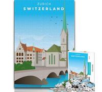 Rompecabezas de 1000 Piezas de Zurich Travel Art para Adolescentes, Juguetes educativos, Juegos Familiares, cumpleaños, 38x26cm