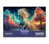 Rompecabezas de 1000 Piezas Decorativo de Caballo Blanco para Mayores de 14 años, Juego de Rompecabezas de Animales guapos para Parejas y familias, 70x50 cm