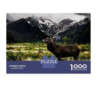 Rompecabezas De 1000 Piezas Deer and Mountains Rompecabezas para Adultos Juego De Ingenio Carrera De Velocidad De Manos Cumpleaños Y Navidad 70x50cm/1000pcs
