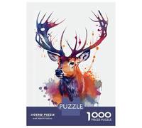 Rompecabezas De 1000 Piezas Deer In Watercolor Rompecabezas para Adolescentes Juguetes Antiestrés Decoración Perfecta Cumpleaños 70x50cm/1000pcs
