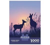 Rompecabezas De 1000 Piezas Deer Silhouettes at Sunset Rompecabezas para Adultos Juego De Ingenio Análisis Y Lógica Cumpleaños 38x26cm/1000pcs