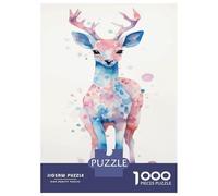 Rompecabezas De 1000 Piezas - Deer Watercolor Rompecabezas para Adultos Juguetes De Bricolaje Oferta De Decoración Perfecta como Regalos para Toda La Familia 38x26cm/1000pcs