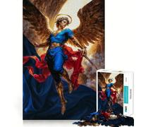 Rompecabezas de 1000 Piezas del Ángel Miguel con Espada y Alas Doradas para Adolescentes Divertido Juego de Memoria Componentes Resistentes y de Corte Limpio Portátil y fácil de Transportar (38x52cm)