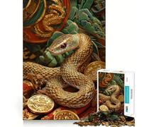 Rompecabezas de 1000 Piezas del Año de la Serpiente Juego de ingenio con Troquelado de Alta precisión Un pasatiempo Fascinante para los Momentos de Ocio (50x75cm)