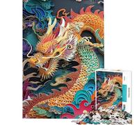 Rompecabezas de 1000 Piezas del Año del Dragón Chino Rompecabezas Relajante Juego de ensamblaje cumpleaños y Navidad (tamaño 50x75cm)