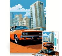 Rompecabezas de 1000 Piezas del Antiguo Dodge Charger para Adultos, Juguete Que desafía la Mente, para una escapada Tranquila, colección de Arte (38x52cm)