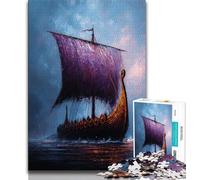 Rompecabezas de 1000 Piezas del Barco Vikingo Drakkar para Adolescentes, Juego Familiar antiestrés, desafío difícil, Gran Regalo y Juguete (50x75cm)