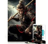 Rompecabezas de 1000 Piezas del Bastón Dorado de Sun Wukong para Adolescentes Recuerdo, Mejora, Mente Tranquila, Arte de Corte Claro, Coleccionable 38x26cm