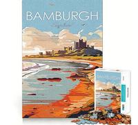 Rompecabezas de 1000 Piezas del Castillo de Bamburgh,Ideal para Viajes,con Corte preciso,Que estimula Las Habilidades cognitivas y Proporciona un Tiempo de Juego Tranquilo