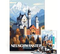 Rompecabezas de 1000 Piezas del Castillo de Neuschwanstein para Adolescentes Juguete para desarrollar la lógica Pasatiempo Tranquilo Bordes Lisos (38x26cm)
