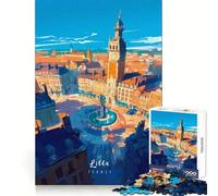 Rompecabezas de 1000 Piezas del Centro de la Ciudad de Lille para Adolescentes Entrenamiento de Memoria,recreación Tranquila,Corte Impecable,Bonito Regalo (38x52cm)