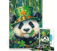Rompecabezas de 1000 Piezas del Día de San Patricio con diseño de Panda para Adultos y Adolescentes Juguete de lógica sólida silencioso y Divertido Corte de precisión Elige tu Deseo de Papá Noel