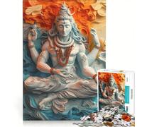 Rompecabezas de 1000 Piezas del Dios Shiva del hinduismo Juego Imposible Corte de precisión con Piezas de Formas aleatorias Que encajan Perfectamente 50x75cm