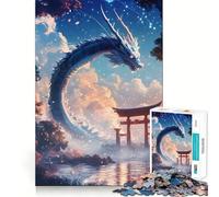 Rompecabezas de 1000 Piezas del Dragón Blanco y la Puerta Torii para Adultos Juego de Habilidad Mental Corte láser para un Ajuste Actividad gratificante para días lluviosos (38x52cm)