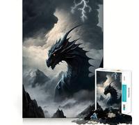Rompecabezas de 1000 Piezas del Dragón de Montaña Negro Diversión con articulaciones precisas,Actividad Cerebral Inteligente,Entretenimiento Relajante,Regalo de cumpleaños 50x75cm
