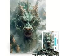 Rompecabezas de 1000 Piezas del Dragón Verde Ancestral para Adultos Piensa,Entrena y Juega Cierre Seguro,sin Piezas Sueltas aliviar el estrés (50x75cm)
