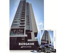 Rompecabezas de 1000 Piezas del Edificio de Bangkok: Pensamiento Claro, pasatiempo Tranquilo, Bordes precisos, Sorpresa Festiva (38x52cm)